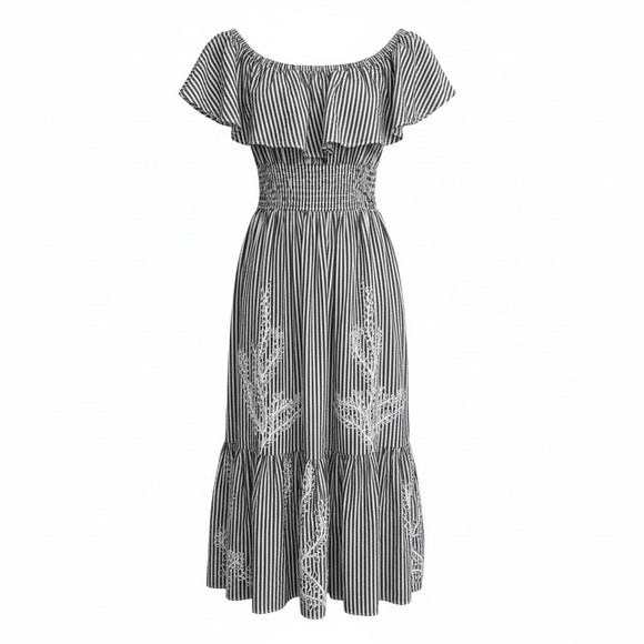 Tory Burch Dresses & Skirts - Tory Burch Runway Summer 2019 Stripe Eyelet Embroidered Maxi Dress Size 6 EUC